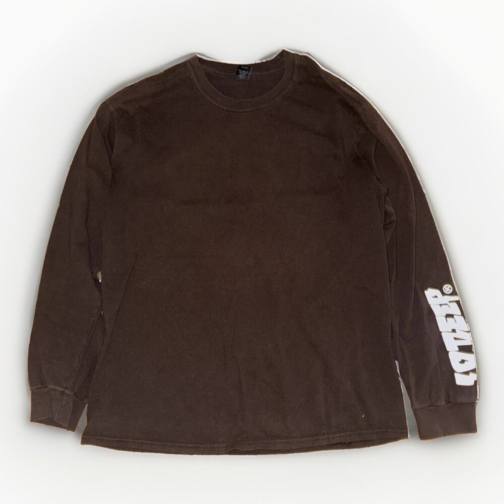 10 Deep Long Sleeve T-Shirt Brown Large 21x27 Vintage Streetwear